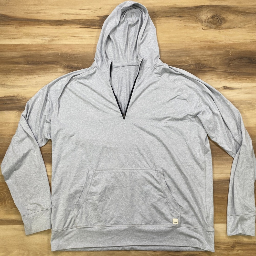 Vuori V244 Ponto Performance Hoodie XXL 1/4 Zip Pullover Heather Gray